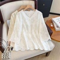 ราคา เสื้อลายลูกไม้สไตล์เกาหลี แขนครึ่ง สำหรับสุภาพสตรี (41167340599)