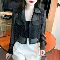 ราคา สไตล์เกาหลีผู้หญิงสุภาพสตรีหลวมชีฟองเสื้อแขนยาวเสื้อ (41105216435)