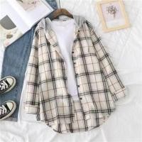 ราคา เสื้อแขนยาวสไตล์เกาหลีสุภาพสตรี ลายสก๊อต วินเทจ (41061311826)