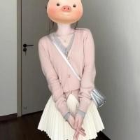 ราคา cardigan ไหมพรม cardigan oversize sweater ไหมพรม คาร์ดิแกนถักสำหรับผู้หญิง ต้นฤดูใบไม้ร่วง 2025 คอสีชมพู สไตล์เกาหลี (44750943920)