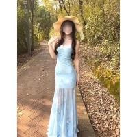 ราคา ชุดไปทะเล ชุดไปงานบวช ชุดเดินทะเล กระโปรงลายลูกไม้เอวสูงแบบหางปลา ดีไซน์เก๋สำหรับฤดูร้อน (26293288859)