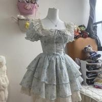 ราคา ชุดสงการ ชุดสงกราน ชุดสงกรานต์ ชุดเดรสลายดอกไม้น่ารักสำหรับวัยรุ่นฤดูร้อน พัฟแขน กระโปรงบานเหมือนเค้ก (47900709659)