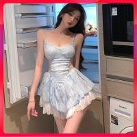 ราคา ชุดนางฟ้า French Niche อารมณ์เอวแคบ Slimmer ดูสลิงเซ็กซี่ a Line กระโปรงสั้น (24494534363)