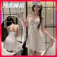 ราคา เซ็กซี่เซ็กซี่ Classy สลิงผีเสื้อ Nightdress Pure Desire Slimmer ดูลูกไม้ชุดผ้าไหมน้ําแข็งชุดนอนเซ็กซี่ชุดชั้นในชุด (49100280224)