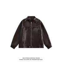 ราคา jacket หนัง เสื้อผู้ชาย เสื้อหนัง แจ็คเก็ตหนังPUสำหรับผู้ชาย ทรงStand Up Collar สไตล์เรโทร อเมริกัน เหมาะสำหรับฤดูใบไม้ผลิและฤดูใบไม้ร่วง (44501263518)