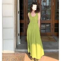 ราคา ชุดเดินทะเล ชุดไปทะเล ชุดไปงานบวช ชุดสไตล์ฝรั่งเศสย้อนยุคสำหรับวันหยุดริมทะเล ขนาดใหญ่ พร้อมสายคล้องคอมาดิตติ้งกระโปรงยาว (40375490963)