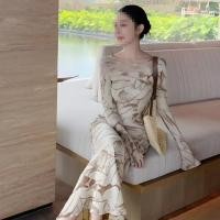 ราคา เดรสสาวอวบ เดรสปาดไหล่ ปาดไหล่ กระโปรงฤดูใบไม้ร่วงหรูหราสำหรับโอกาสสำคัญ พิมพ์ลายดีไซน์พรีเมียมสำหรับผู้หญิง (55701232821)