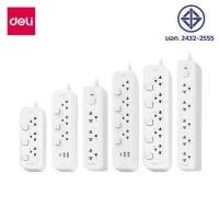 ราคา Deli ปลั๊กพ่วง ปลั๊กไฟ 10A 2300W 3 6ช่อง ยาว 3 5 เมตร 3USB ทนไฟ750องศา มีมอก ประกัน 3ปี Power socket (24856931512)