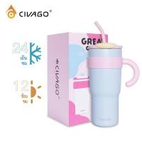 ราคา CIVAGO 23oz 40oz แก้วเก็บความเย็นพร้อมหลอดดูด ความจุขนาดใหญ่ สเตนเลส 316 ลิตร เก็บน้ำแข็งได้ (27279058820)