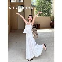 ราคา Cicishop 3295 SET 2 ชิ้น เสื้อกล้ามมีซิปข้าง กระโปรงปักลายลูกไม้ มีซับใน สไตล์เกาหลี (26351448589)