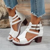 ราคา พร้อมสต็อก 2025 รองเท้าส้นเตารีดปากปลาสไตล์ใหม่รองเท้าแตะส้นสูงผู้หญิงขนาดพิเศษ 43 (43905502044)