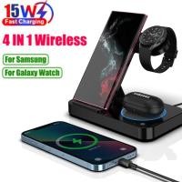 ราคา 15W 4 in 1 Wireless Charger Stand พับ Fast Charging Station สําหรับ Galaxy Watch 7 Ultra 6 5 4 Samsung โทรศัพท์ (28614129101)