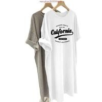 ราคา Midi Dress 40 100กก Plus ขนาดผู้หญิงแขนสั้น Oversize พิมพ์สไตล์เกาหลีหลวมเสื้อยืดชุด (43026685670)