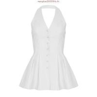 ราคา YEONG DRESS เดรสคอถ่วงกระดุม ทรงบานผ้าลินิน มีฟองด้านหลัง ไซส์ SML WOMENS Women (57250201864)
