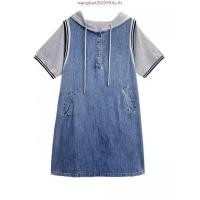 ราคา Plus size เสื้อผ้าสาวอวบ เดรสสาวอวบอ้วน ไซส์ใหญ่ ผู้หญิง เดรสยีนส์ ทรงหลวม มีฮู้ด แขนสั้น ฤดูร้อน สไตล์เกาหลีแฟชั่น (46351947182)