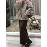 ราคา ขายร้อน F X กระโปรงมีสไตล์กระโปรงทรงตรงผ้าลูกฟูกสีกาแฟสำหรับผู้หญิงฤดูใบไม้ร่วงแบบใหม่ไซส์ใหญ่เอวสูงอารมณ์สบายๆแหวกข้างกระโปรง (45552212691)