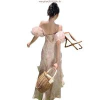 ราคา ชุดเดรสสายเดี่ยว ผ้าชีฟอง ลายดอกไม้ แฟชั่นฤดูร้อน (41776692204)