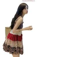 ราคา ทะเล ชุดไปทะเล เดรสสายเดี่ยวผ้าชีฟองลายดอกไม้ฝรั่งเศสสไตล์หวานโดปามีนกระโปรงชายหาดแบบสั้นสำหรับคนตัวเล็กไปเที่ยวทะเลหน้าร้อน (25847754727)