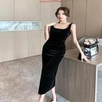 ราคา ผู้หญิงเสื้อผ้าแม็กซี่แขนกุด แต่งตัวบางพอดีกับชุดเดรสสไตล์ฝรั่งเศสชุดช่องทางกำมะหยี่ (52701971087)