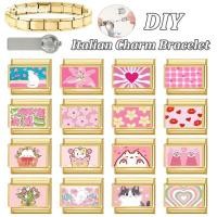 ราคา สร้อยข้อมือสแตนเลส ออกแบบด้วยดอกไม้สีชมพูและสีทองจากอิตาลี ขนาด 9 มิลลิเมตร เครื่องประดับเสริมบุคลิกภาพ (56902066199)