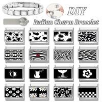 ราคา สร้อยข้อมือสแตนเลส 9 มิลลิเมตร ลายแถบภาพอิตาลี สีดำและขาว เสริมบุคลิกภาพ (49602267364)