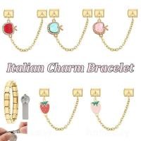 ราคา Strawberry Golden Charm Italian Charm Bracelet Fit 9mm Stainless Steel Bracelet DIY Jewelry Making Accessories Personality Module Bracelet Jewelry Decorations (43809284634)