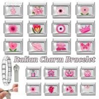 ราคา สร้อยข้อมือสแตนเลสสีชมพู Y2K อิตาเลียน Charm fit 9 มม DIY เครื่องประดับเพิ่มความสวยงาม (43170661618)