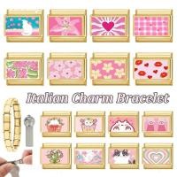 ราคา สร้อยข้อมือสแตนเลสสีชมพูกับสีทองแบบอิตาลี ขนาดพอดีมือ 9 มิลลิเมตร เพิ่มเสน่ห์และความสง่างามให้แก่คุณ (47202095184)