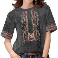 ราคา Modern Barong T เสื้อผู้หญิงคอวีแขนสั้น Vintage ชาติพันธุ์สวมใส่สไตล์โบฮีเมียนผู้หญิง V คอ Tshirt Casual Plus ขนาดเอเชียผ้าด้านบนเสื้อตรวจสอบน้ําหนักเบาโพลีเอสเตอร์ Pr (28977690221)