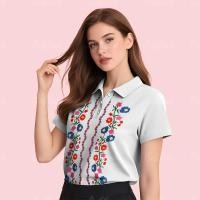 ราคา เสื้อโปโลแขนสั้นผู้หญิง ลายดอกไม้สีสันสดใส ออกแบบสบายๆทุกวัน อินเทรนด์ มีสีแดงและสีฟ้าให้เลือก (40526480954)