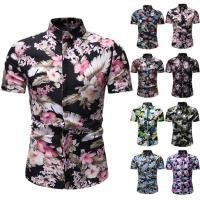 ราคา สต็อกพร้อม ฤดูร้อนบุรุษใหม่แขนสั้น Kemeja Lelaki แฟชั่นสบายๆ Baju Lelaki Slim Fit เสื้อดอกไม้ 8 สี (29280006906)