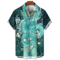 ราคา ลายมังกรจีนเสื้อเชิ้ตแขนสั้นฤดูร้อนแฟชั่นผู้ชายท็อปส์ซูเสื้อมังกรพิมพ์โปโลหลวมและสบายยุโรปขนาดใหญ่ (29227685469)