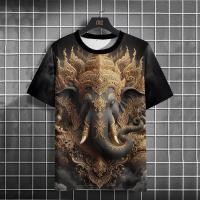 ราคา เสื้อยืดผู้ชายลายช้าง คอกลม สำหรับฤดูร้อน (28243606468)