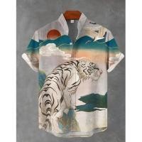 ราคา เสื้อเชิ้ตลินินแขนสั้นสำหรับผู้ชาย สไตล์แอฟริกันคล래식 ลายพิมพ์แฟชั่น พร้อมสวมใส่งานลำลองและสตรีทแวร์ (41262148841)