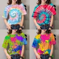 ราคา เสื้อยืด Tie Dye ลายสายรุ้ง Unisex แขนสั้น ใส่สบายในฤดูร้อน คอลเล็กชันสไตล์มินิมอล (26491701603)