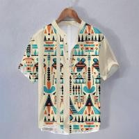 ราคา พร้อมสต็อก เสื้อยืดผู้ชายสไตล์ชาติพันธุ์ชนเผ่า ลายโบฮีเมียน ทรงคลาสสิกปกโปโล สวมใส่สบาย (24997469385)