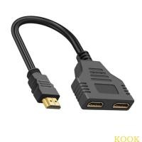 ราคา KOOK 1 In 2 Out HDTV Cable 1080P Splitter 1 Male To HDTV 2 Way Female Adapter (42056356158)