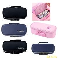 ราคา KOOK Canvas Pencil Case With Lock 4 Compartment Pencil Pouches Travel Makeup Bag (40806360963)
