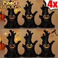 ราคา แทงค์หรือรักษา ไฟต้นไม้ผีสยองขวัญ 4 1 ชิ้น โคมไฟเทียน LED เรืองแสงสีดําฮาโลวีน ผีไฟผีหน้า ตอต้นไม้บ้านผี อุปกรณ์ประกอบฉากสยองขวัญ (44414756208)