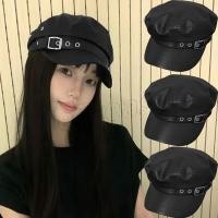 ราคา หมวกเบเร่ต์หนังสีดำ แบบย้อนยุค ปรับได้ เหมาะสำหรับทุกเพศ (52100101939)