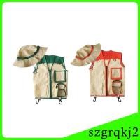 ราคา Szgrqkj2 เด็ก Explorer เสื้อกั๊กและหมวก Outdoor Explorer Kit Cargo เสื้อกั๊กและหมวกชุดเด็กเครื่องแต่งกายสําหรับ Paleontologist Zoo Keeper Camping (46350793304)