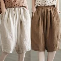 ราคา กางเกงขาสั้น ผ้าฝ้าย และผ้าลินิน เอวยางยืด ขนาดใหญ่ สีพื้น แบบเรียบง่าย แฟชั่นฤดูร้อน สไตล์เรโทร สําหรับสตรี (24620205171)