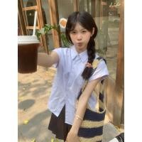 ราคา เสื้อผู้หญิงสไตล์เกาหลี อเนกประสงค์หลวมแขนสั้น (41615405223)