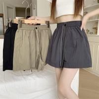 ราคา กางเกงขาสั้นผู้หญิงทรงหลวม สีทึบ เอวสูง มีเชือกรูด สไตล์อเมริกัน (27640246797)
