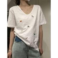 ราคา เสื้อยืดคอวีสำหรับผู้หญิง พลัสไซส์ สไตล์เกาหลี (40867410905)