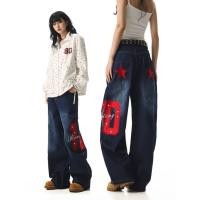 ราคา กางเกงยีนส์ทรงหลวมย้อนยุคพิมพ์ลาย สไตล์อเมริกัน สำหรับผู้หญิง (40071990975)