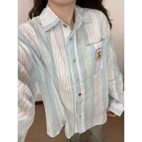 ราคา เสื้อเชิ้ตลายทางสำหรับผู้หญิง สไตล์เกาหลี เบาบาง อเนกประสงค์ (46200587778)