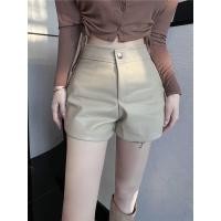 ราคา กางเกงขาสั้นหนัง PU ผู้หญิงสไตล์เกาหลีทุกการแข่งขันกางเกงขาสั้นเอวสูงสีทึบหลวม (29970798014)