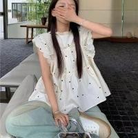 ราคา ผู้หญิง เสื้อเชิ้ตคอปกลูกไม้ สไตล์เกาหลี ทรงหลวม เสื้อเชิ้ตพิมพ์ลาย (44000525226)