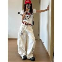 ราคา กางเกงยีนส์สีขาวผู้หญิงเวอร์ชั่นเกาหลีเอวสูงหลวมกางเกงยีนส์ (29942331615)